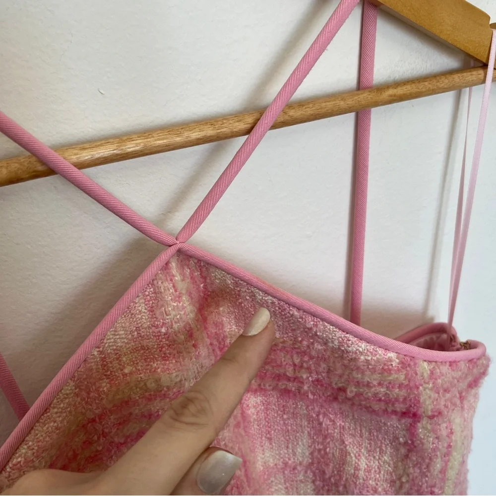 LoveShackFancy Gandler Tweed Bow Detail Pastel Peony Pink Mini Dress Size 4 - Picture 8 of 8